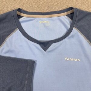 Simms Solarflex UPF 50 Long Sleeve Fishing Shirt Womens XL Blue Colorblock
